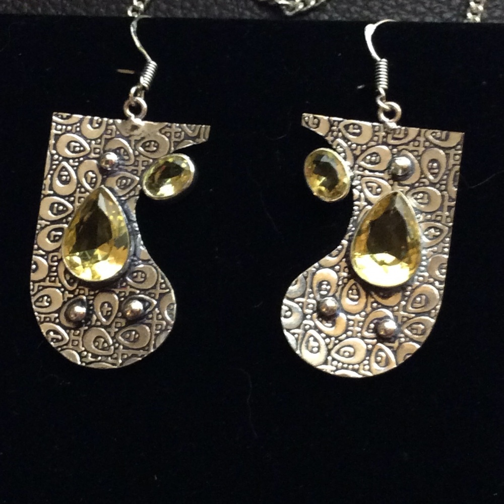 NEW STERLING SILVER and SIMULATED CITRINE Earrings